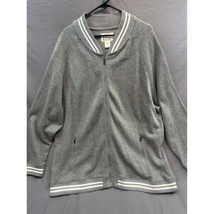 TRUE NATION Men's Gray Zip-Up Bomber Jacket Athletic Stripe Collar & Cuffs 3XL